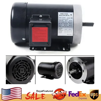 3 Phase Electric Motor Base-Mounted Motor 56C Frame 2HP TEFC 230/460V 5/8  Shaft • $188.10