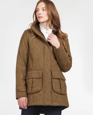 $381.72 • Buy New BARBOUR Brown Fairfield Coat £299 Size 10 36 Medium Tweed Wool BNWT