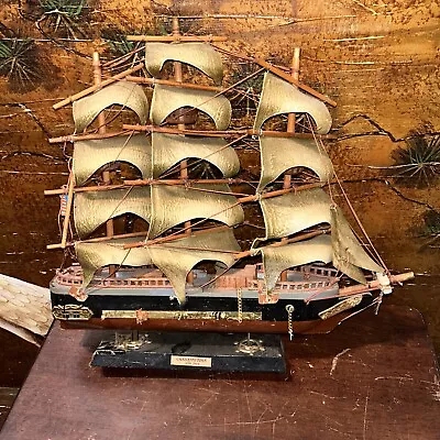 USS Constitution Ano 1814 Vintage Wooden Model Sailing Ship Missing Side Pieces • $25