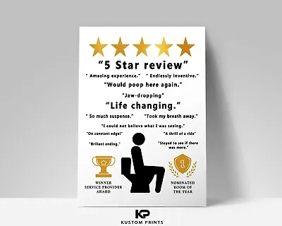 £10.99 • Buy Funny Bathroom Review Print Toilet Sign Picture WC Humour Joke Wall Poster Art