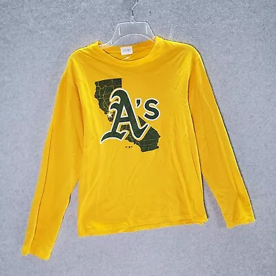 Oakland Athletics Boys T Shirt Medium Mustard Graphic A's Tee Long Sleeve • $8.34