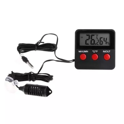 Digital Reptile Hygrometer Combined Gauge With Remote Probes Max/Min • £9.13