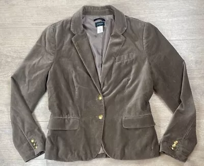 J Crew Womens Tan Cotton Velvet Schoolboy Blazer Size 4 • $50