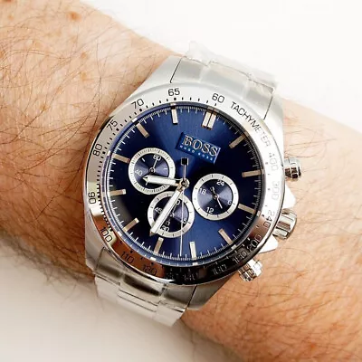 £88.79 • Buy New Genuine Hugo Boss Ikon Hb1512963 Blue Face & Silver Tone Men's Watch Gift Uk