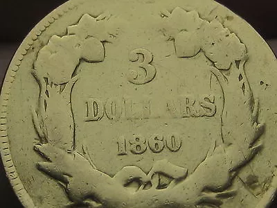 1860 S $3 Gold Indian Princess Three Dollar Coin- Very Rare • $919.99