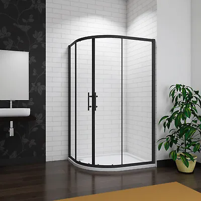 Bathroom Matt Black Quadrant Shower Enclosure Shower Door Safety Glass 5mm • £142