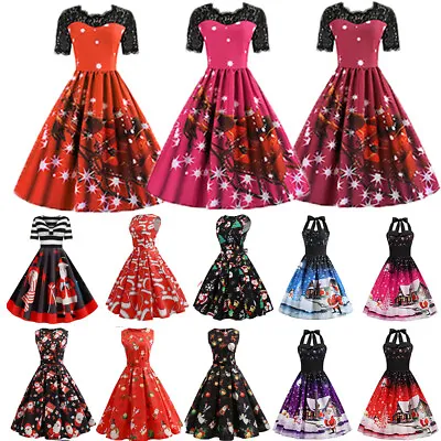 $26.59 • Buy Women Casual Christmas Fancy Swing Skater Dress Party A Line Printed Costume