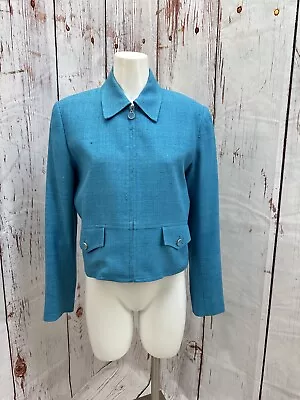 Vintage Carlisle Teal Silk Jacket Size 8 TCC • $35