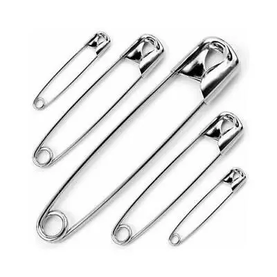 50Pc SAFETY PINS Assorted Sizes Small-Large Silver Clothes Textile Hemming Craft • £4.49