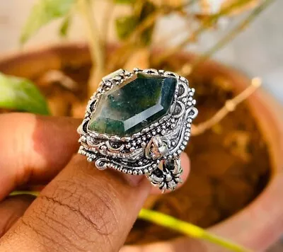 Poison Ring Moss Agate Gemstone 925 Silver Plated Compartment Ring BJ175 • $14.99