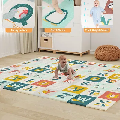 Extra Large 2Side Baby Play Mat Crawling Soft Blanket Folding Cartoon Waterproof • £28.50