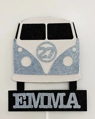 £4.50 • Buy VW Camper Van  Cake Topper Party Birthday, Personalised, Name Age Blue Mint 