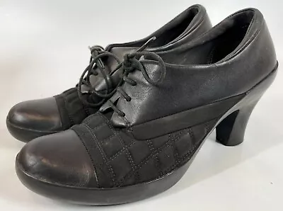 CAMPER Mamba 21313-004 Black Quilted Leather Mary Janes Lace Up Heels Size 10 • £48.65