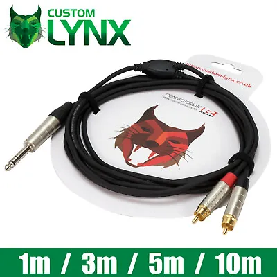 £9.95 • Buy Rean Neutrik 1/4  6.35mm Stereo Jack To 2 X RCA Phono Cable.  Y Insert Lead PRO