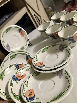 Villeroy & Boch  Amapola  Porcelain 6 Tea Cups And 8 Saucers • $60