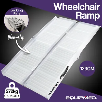 EQUIPMED 123cm Portable Folding Aluminium Access Ramp Wheelchair Elderly Scooter • $223