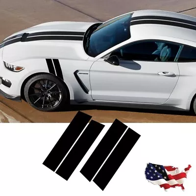 4X Glossy Black Car Hood Fender Racing Stripe Hash Mark Decal For Ford Mustang • $9.99