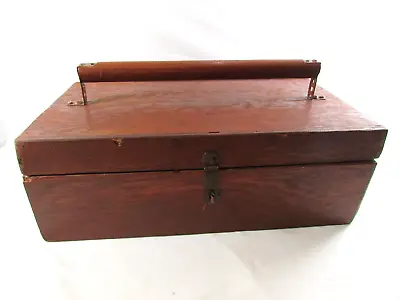 Vintage Hand Made Wooden Storage Machinist Carpenter Tool Box 19  X 10  X 6.5  • $35.98