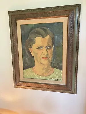Vintage Oil Painting Portrait With Original Frame Stoic Old Lady • $75