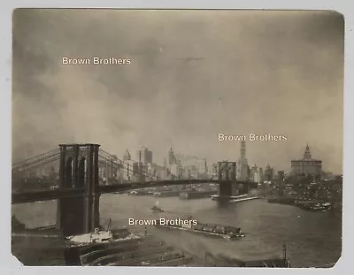 Vintage 1910s NYC Skyline & Brooklyn Bridge East River Warehouses Photo #6 • $152.50