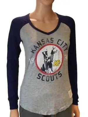 $34.99 • Buy Kansas City Scouts Retro Brand Women Navy Two Tone V-Neck LS T-Shirt