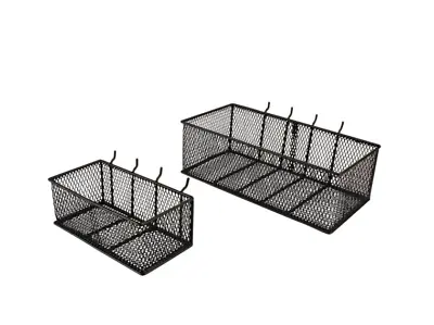 Steel Mesh Pegboard Basket 2 PK Storage Black Organizer Wall Garage Wire Bins • $29.95
