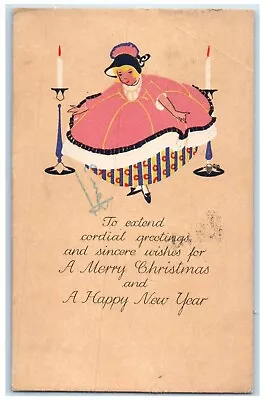 1916 Christmas And New Year Girl Bow Candles Volland Chicago IL Antique Postcard • $9.98