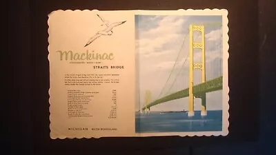 Vintage MACKINAC STRAITS BRIDGE - Table Matt - Antique Plate Setting - History • $6.99