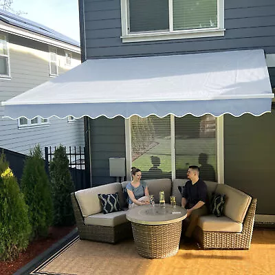 ALEKO Motorized Retractable 16 X 10 Feet Home Patio Awning Sunshade Silver Gray • $494.10