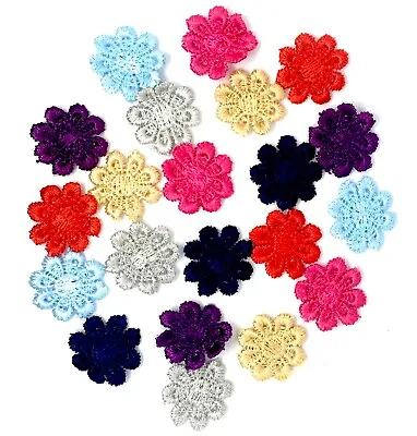 24x Daisy Flower 25mm Embroidered Giupure Sew On Applique Patches B • £2.99