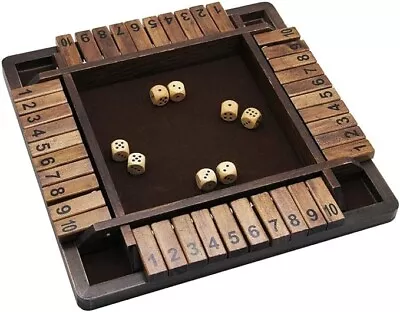 Open Box Juegoal Wooden 4 Players Shut The Box Dice Game Classics Tabletop • $16.72