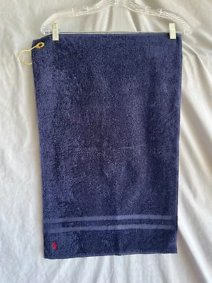 Vtg Polo Ralph Lauren Golf Towel Navy 16  X 26  Cotton NWOT Carabiner Grommet • $22.95