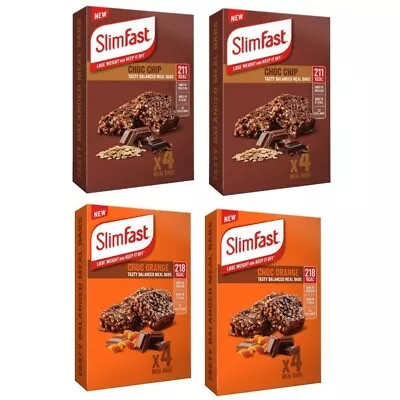 £33.99 • Buy Slim Fast 16 X 60g Meal Bars = 8 Choc Chip With 8 Choc Orange Meal Replacement