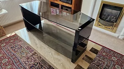 £50 • Buy TV Stand / Cabinet In High Gloss Black And Smoked Glass