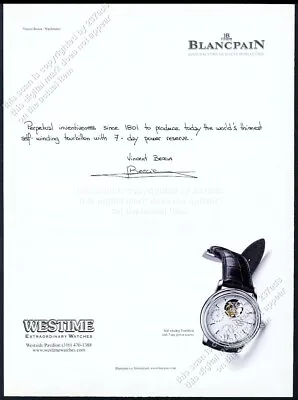 2002 Blancpain Tourbillon Automatic Watch Photo Vintage Print Ad • $9.99