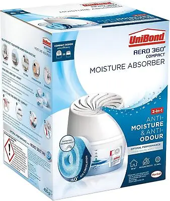 2 Unibond AERO 360 Compact Moisture Absorber Dehumidifier System Device + Refill • £24.29