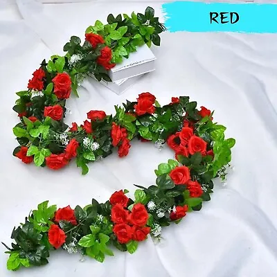 8Ft Artificial Flower Floral Fake Hanging Rose Garland Leaf Party Wedding Decor • £3.99