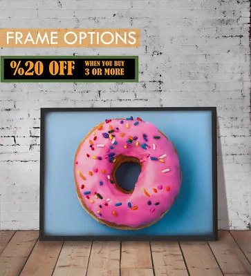 DONUT POSTER Minimalist Print Coffee Shop Kitchen Decor Wall Art A3/A4 +FRAMES • £3.99