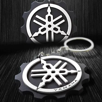 3D Soft ABS Rubber Motorcycle Keychain Key Chain Fob Ring 2  Logo Yamaha White • $8.98