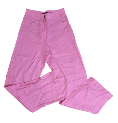 $34.99 • Buy ZARA Womens Pink Linen High Waisted Trousers Wide Leg Pants Sz Small