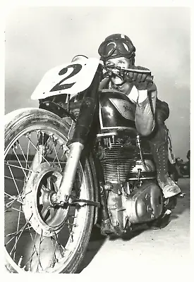 Real Photo Motorcycle Racing Daytona 200 1950s #2 Dick Klamfort AMA Hall Fame • $6.98