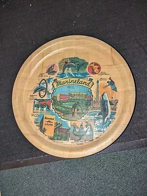 Vintage Bamboo Marineland Serving Tray - 13 Inch Souvenir Plate Rare Mint • $19.99