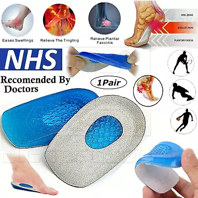 £4.89 • Buy 2 X Orthotic Insoles  Gel  Heel Support Shoe Pads Gel Plantar Fasciitis Care UK