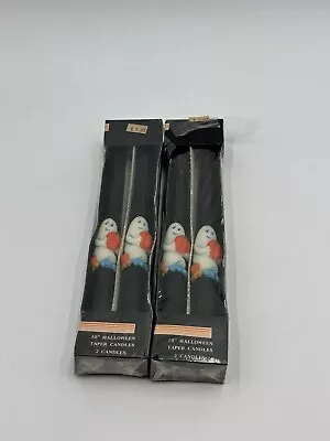 Vtg Halloween Taper Candles 2 Boxed Pairs Ghosts Black • $42