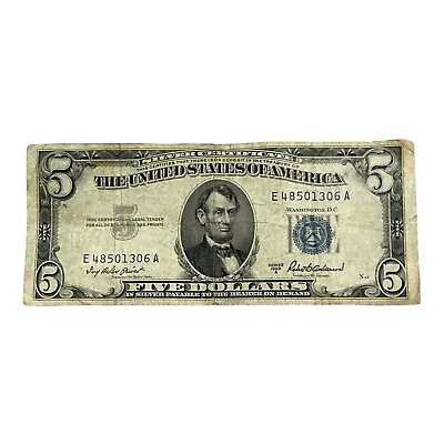 1953 A $5 Dollar Bill Silver Certificate Blue Seal Note E 48501306 A • $20.77