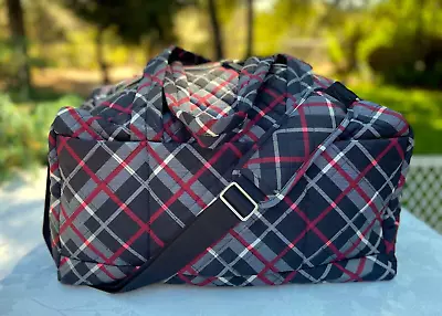 Vera Bradley Large Travel Duffel Bag In Performance Twill - Paris Plaid NWT $155 • $74.95