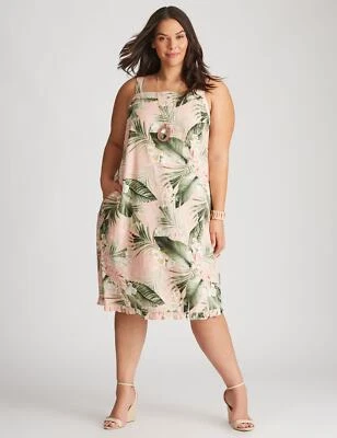 $24.77 • Buy Autograph Ruffled Hem Linen Blend Shift Dress Womens Plus Size Clothing  Dresses