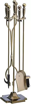 UniFlame T51030AB 5-PC Antique Brass Finish Fireplace Tools Set W/ Ball Handles • $107.99