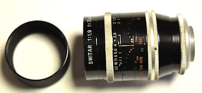Kern Switar 75mm F/1.9  C  Mount Cine Lens For Bolex 16mm With Hood. • $305