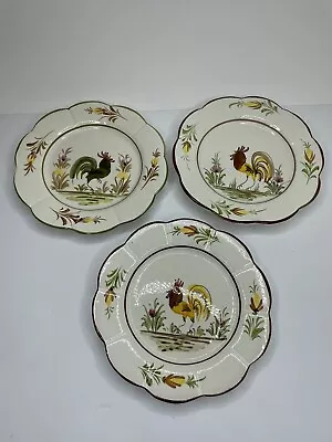 J Willfred Charles Sadek Portugal Peint A LA Main Rooster 8” Plates Set Of 3 • $35